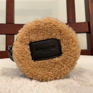 Coach Sherpa shearling round coin pouch bag charm, NWOT
